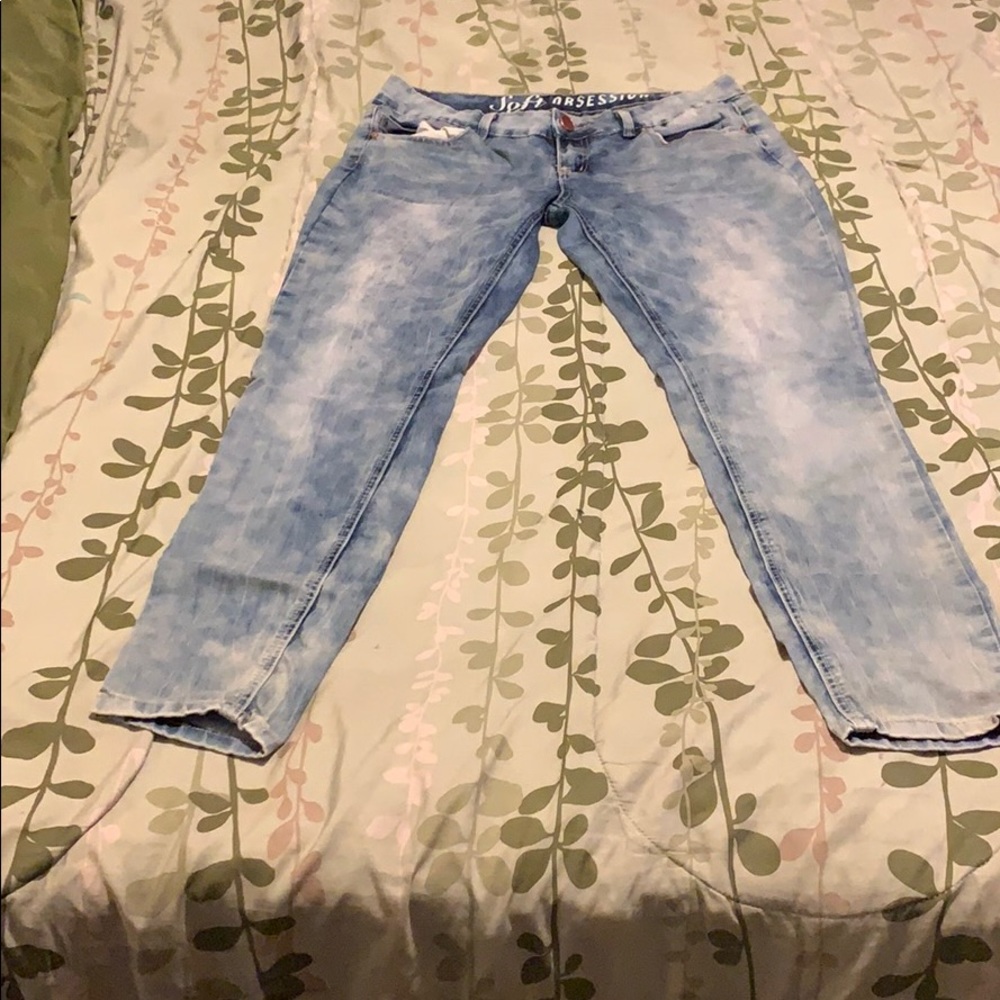 Sky blue faded 5pocket denim jegging jeans